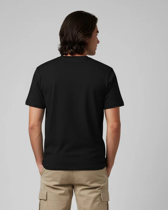 Men Printed Black Cotton Tshirt - Image 3