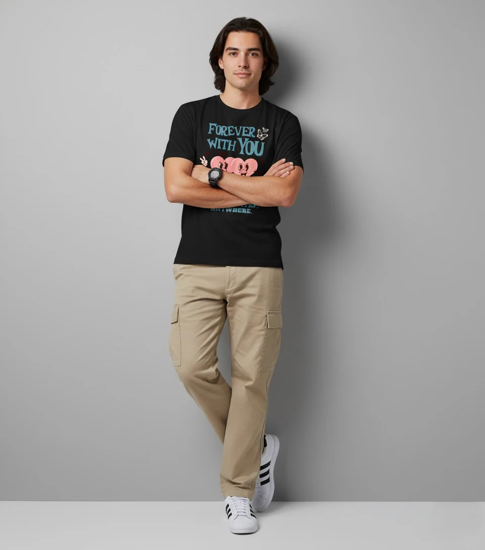 Men Printed Black Cotton Tshirt - Image 4