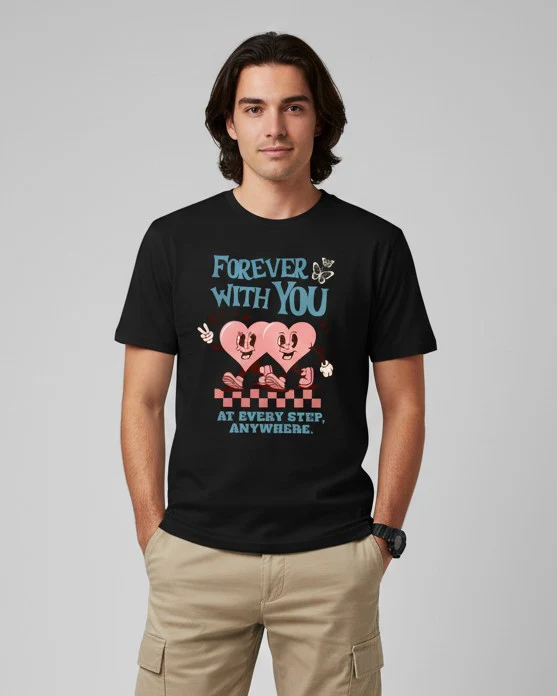 Men Printed Black Cotton Tshirt - Image 5
