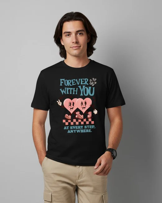 Men Printed Black Cotton Tshirt - Image 6