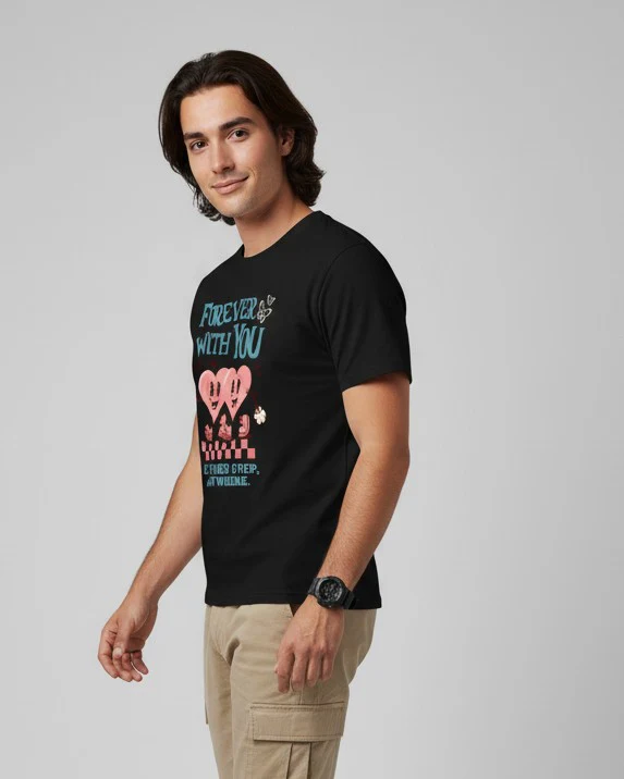 Men Printed Black Cotton Tshirt - Image 7
