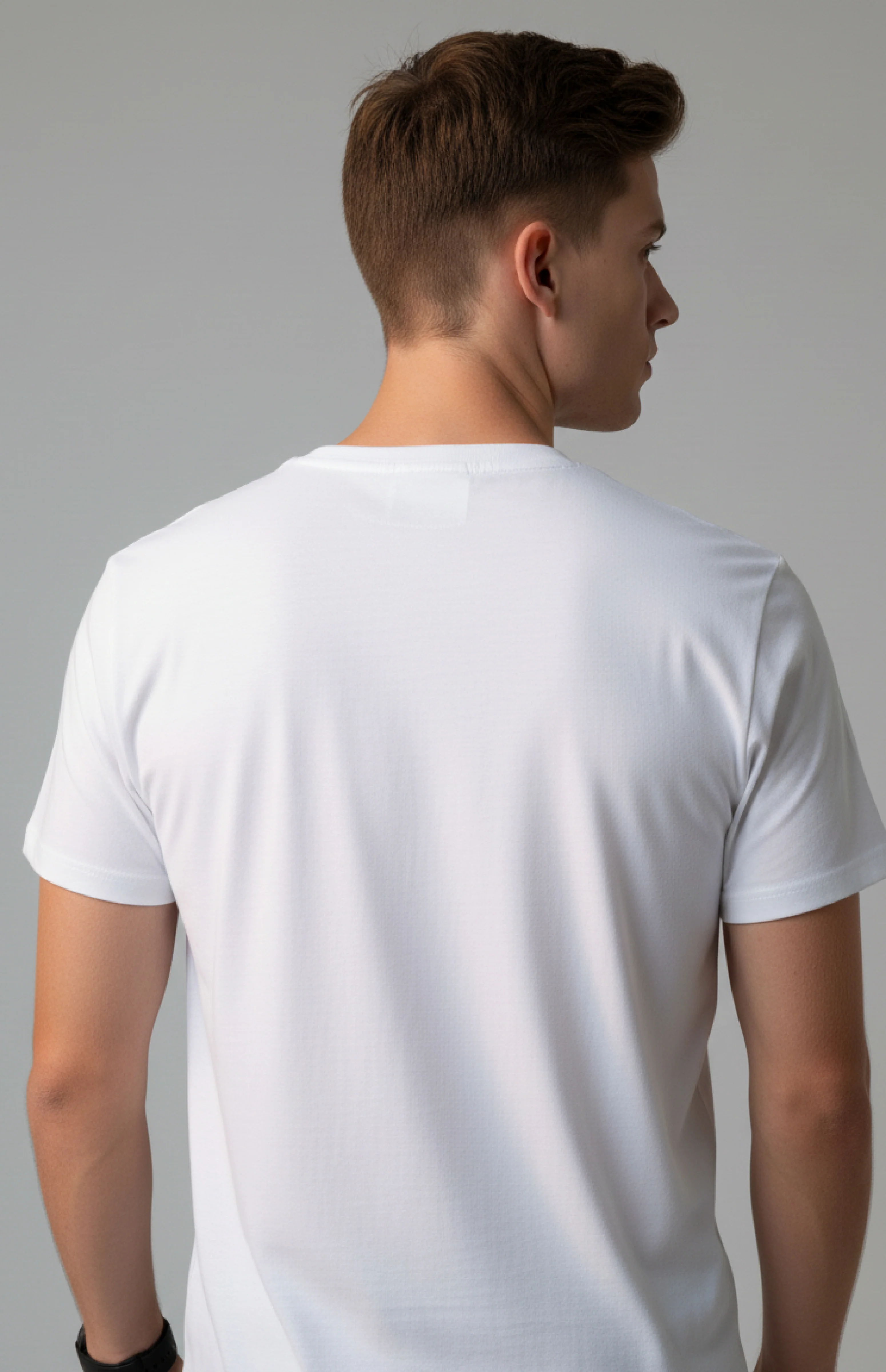 Men Printed White Cotton Tshirt - Image 2