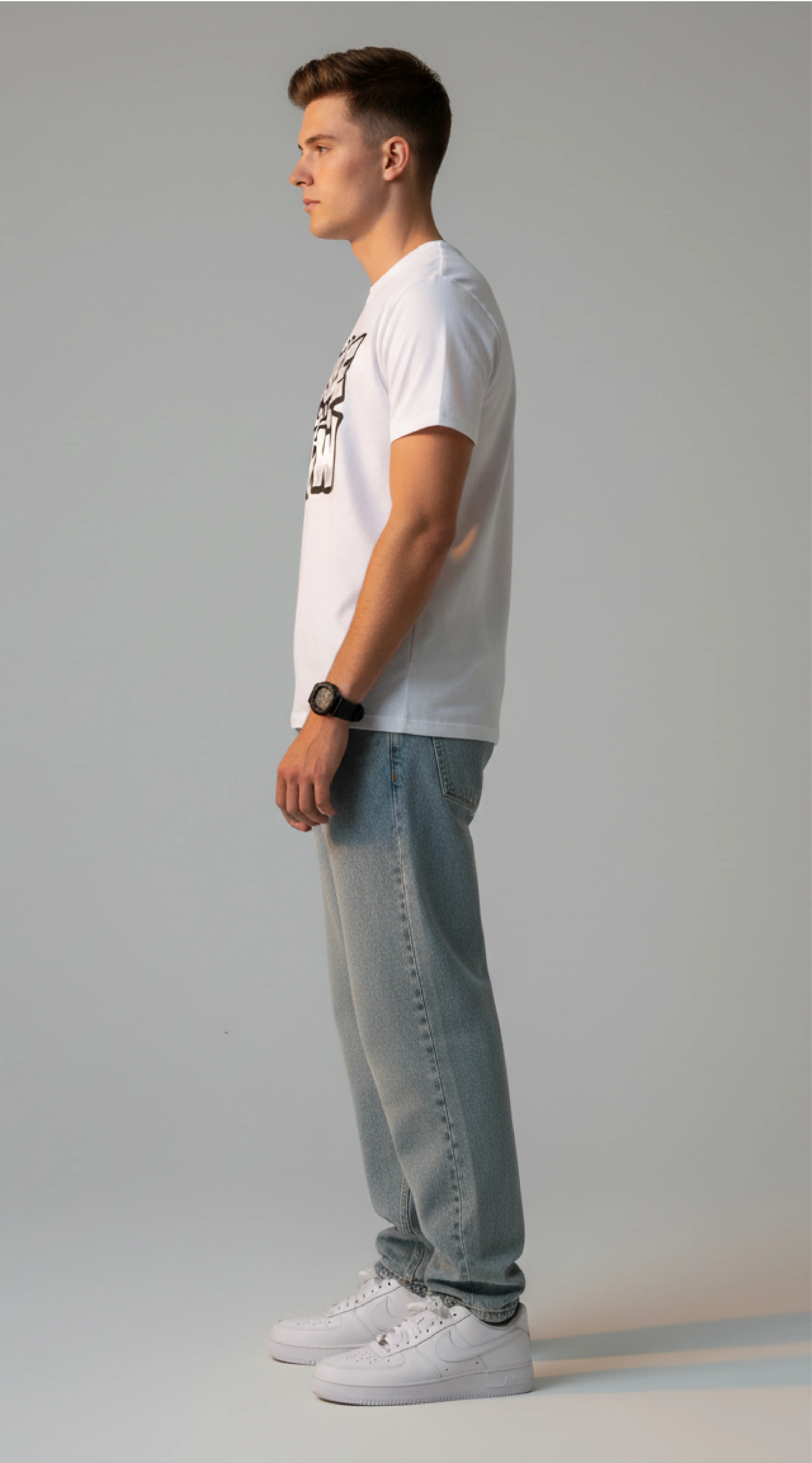 Men Printed White Cotton Tshirt - Image 3