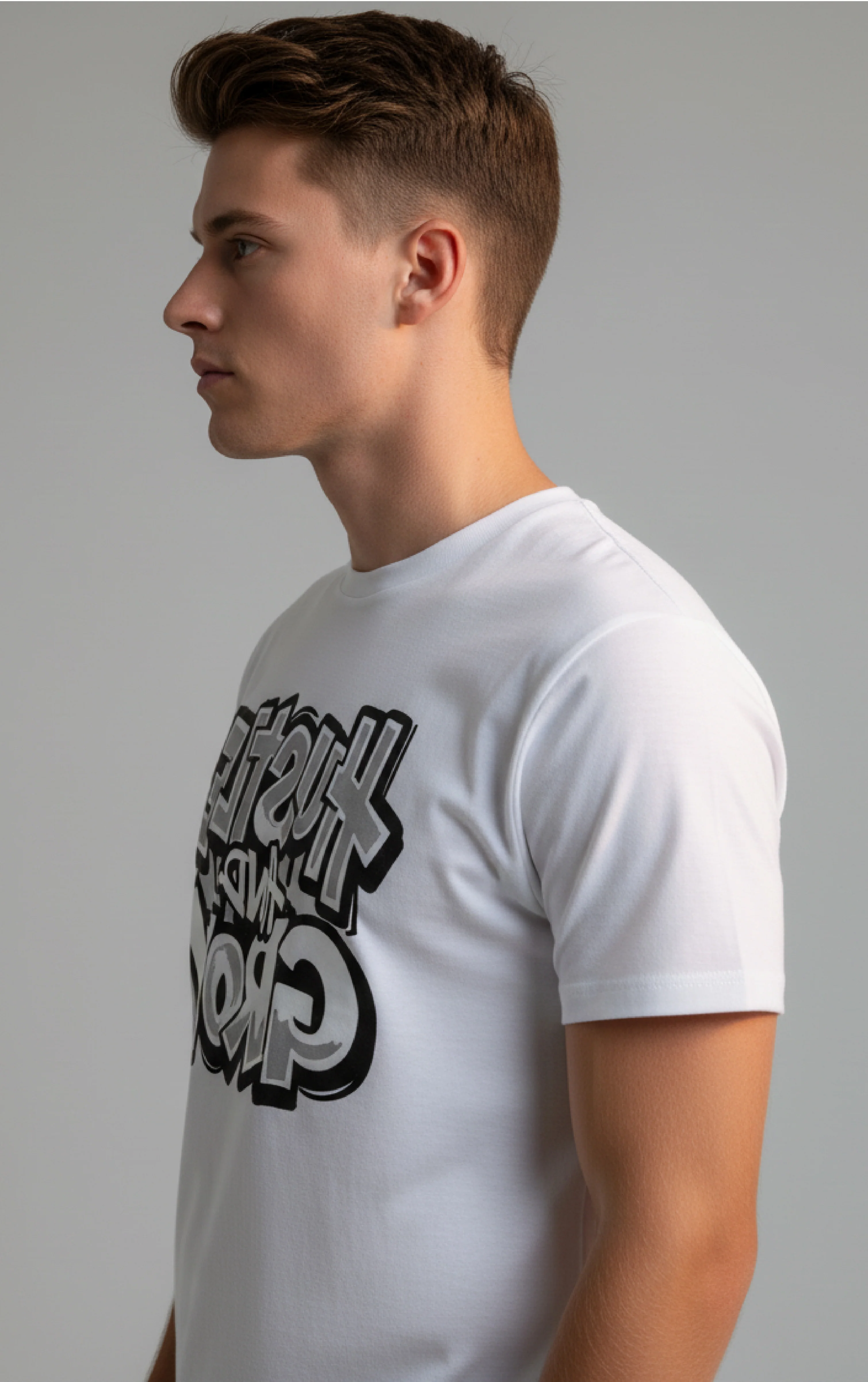 Men Printed White Cotton Tshirt - Image 4