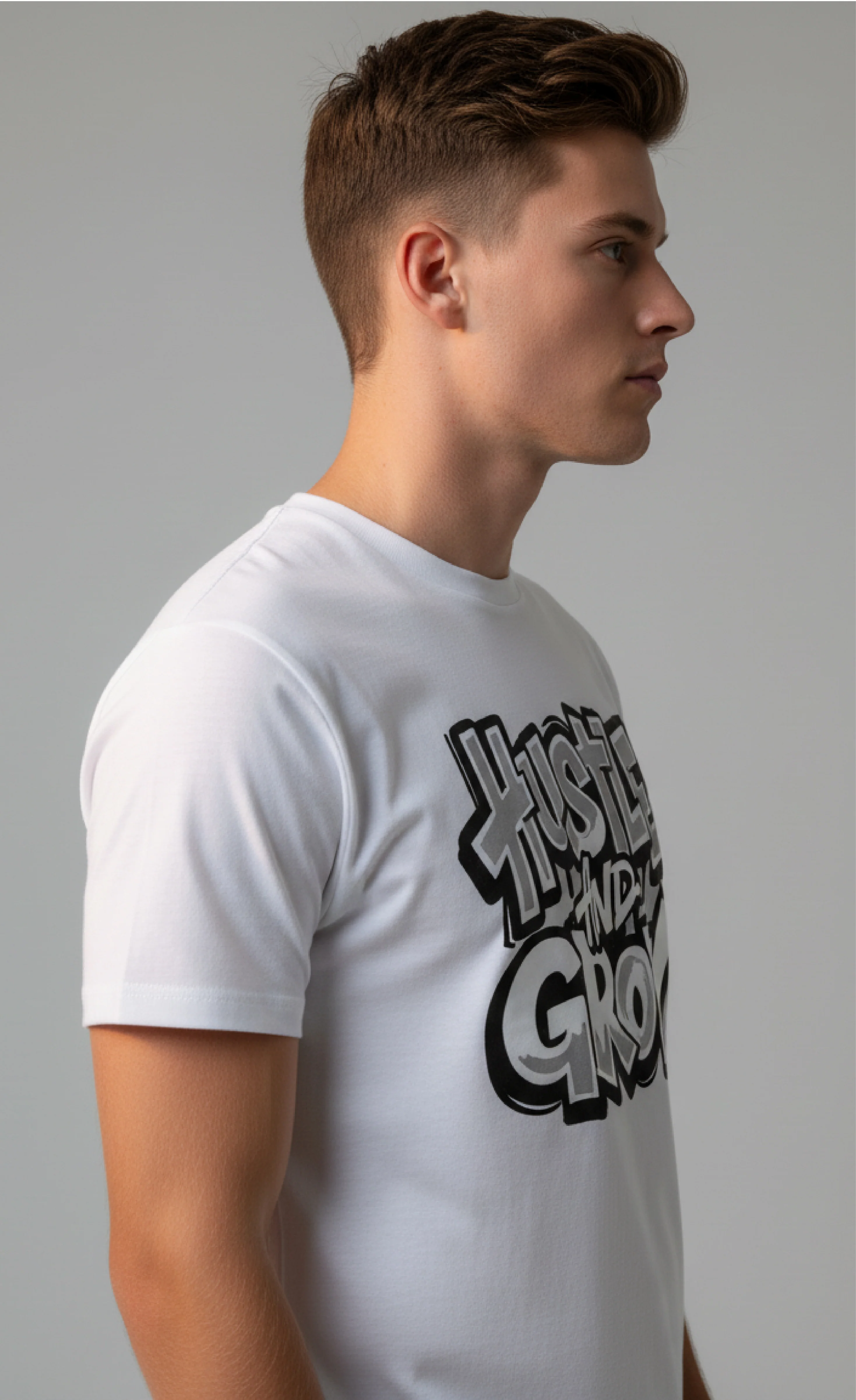 Men Printed White Cotton Tshirt - Image 6