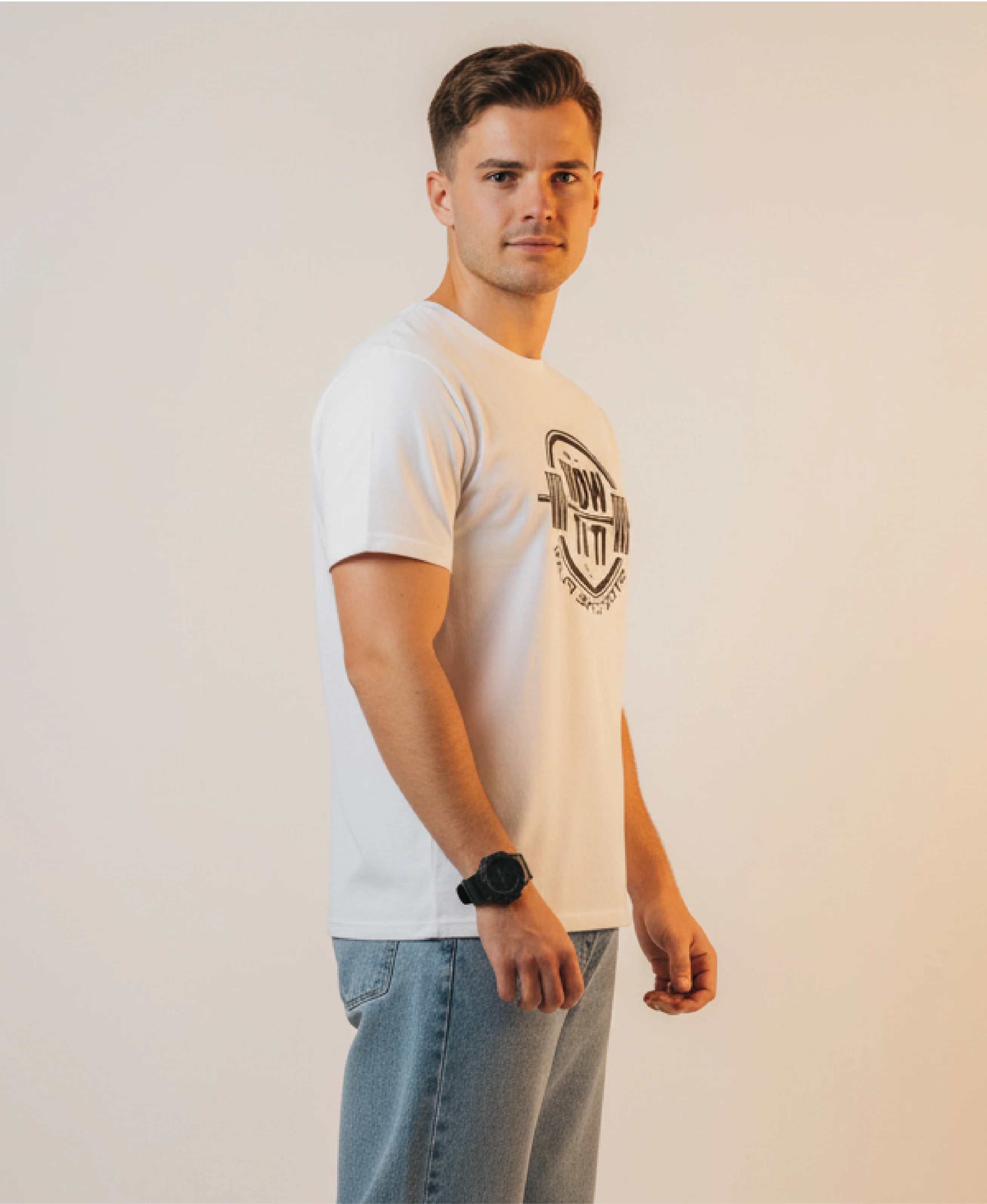 Men Printed White Cotton Tshirt - Image 4