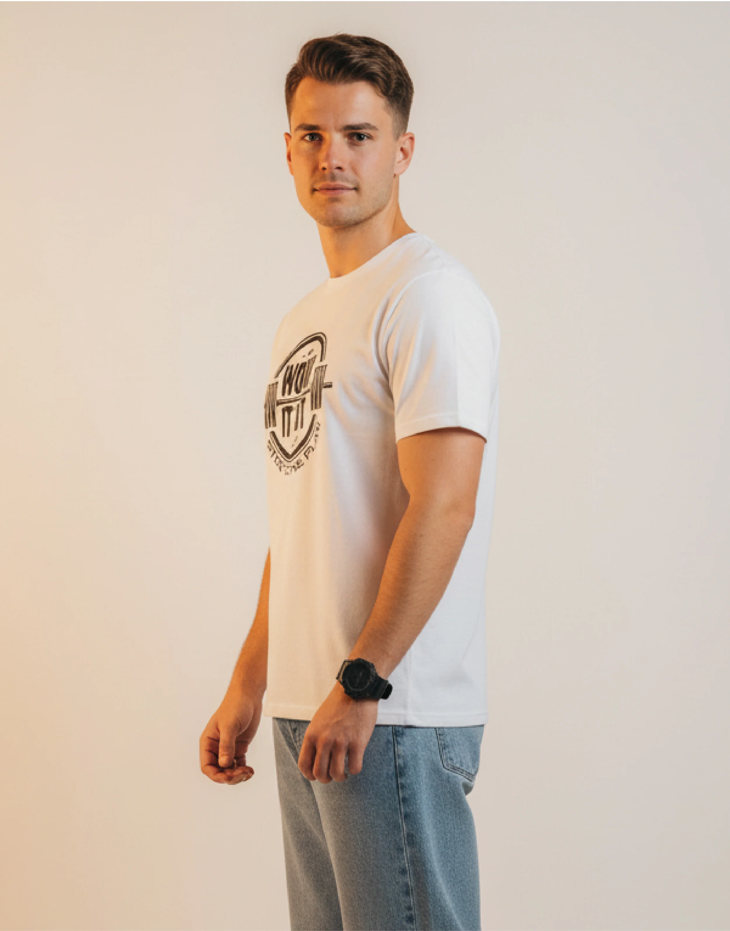 Men Printed White Cotton Tshirt - Image 5