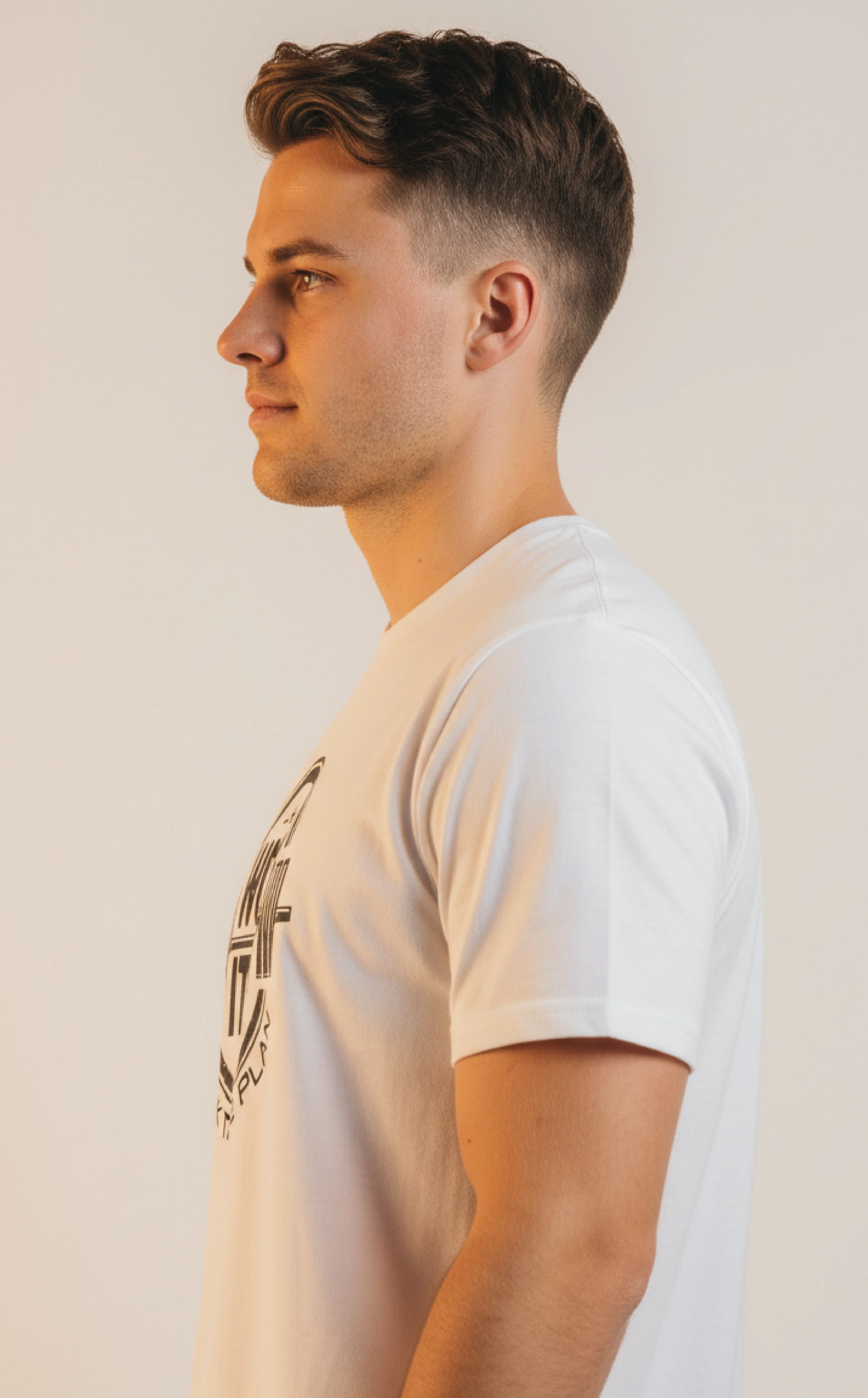Men Printed White Cotton Tshirt - Image 6