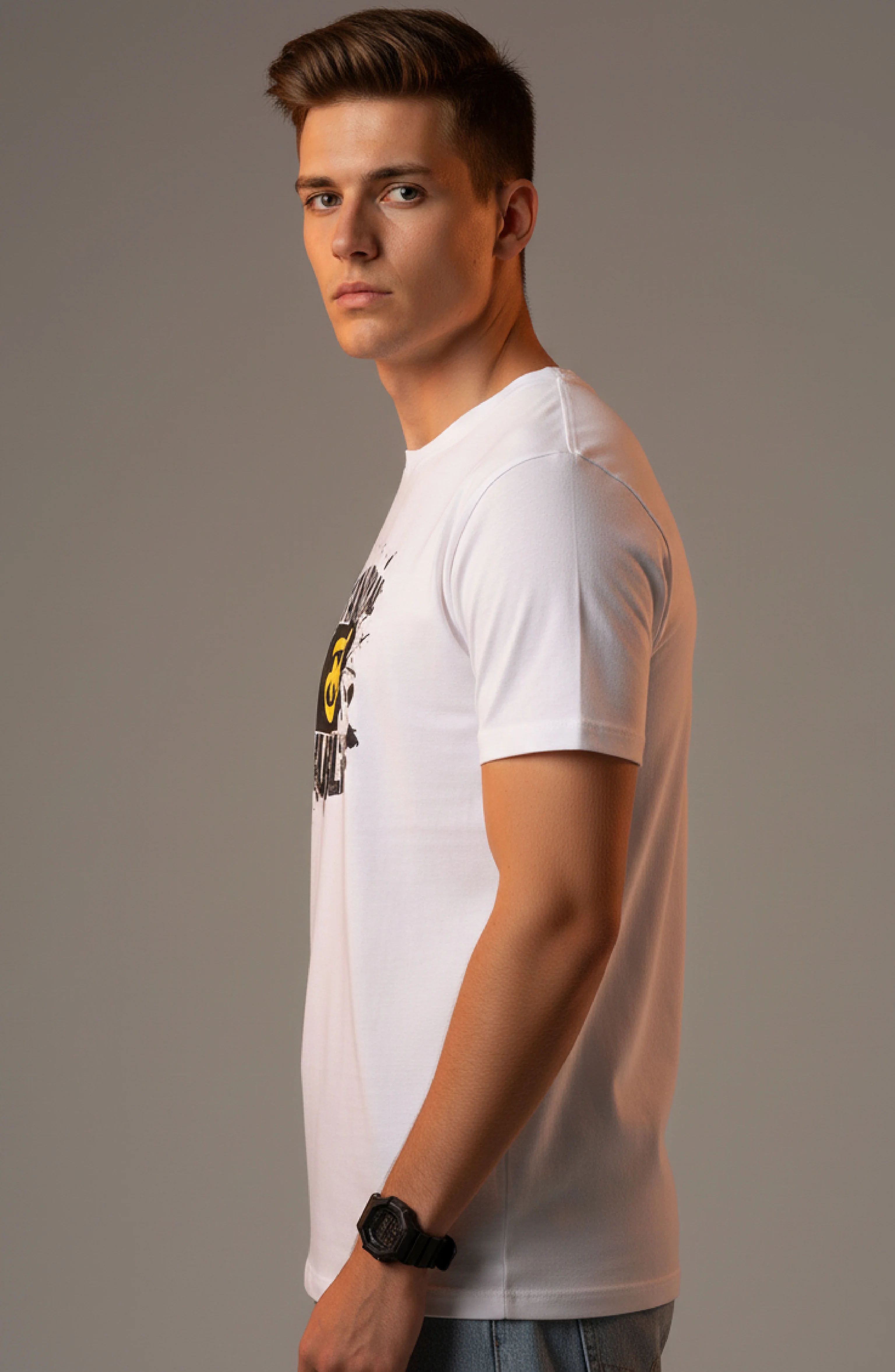 Men Printed White Cotton Tshirt - Image 5