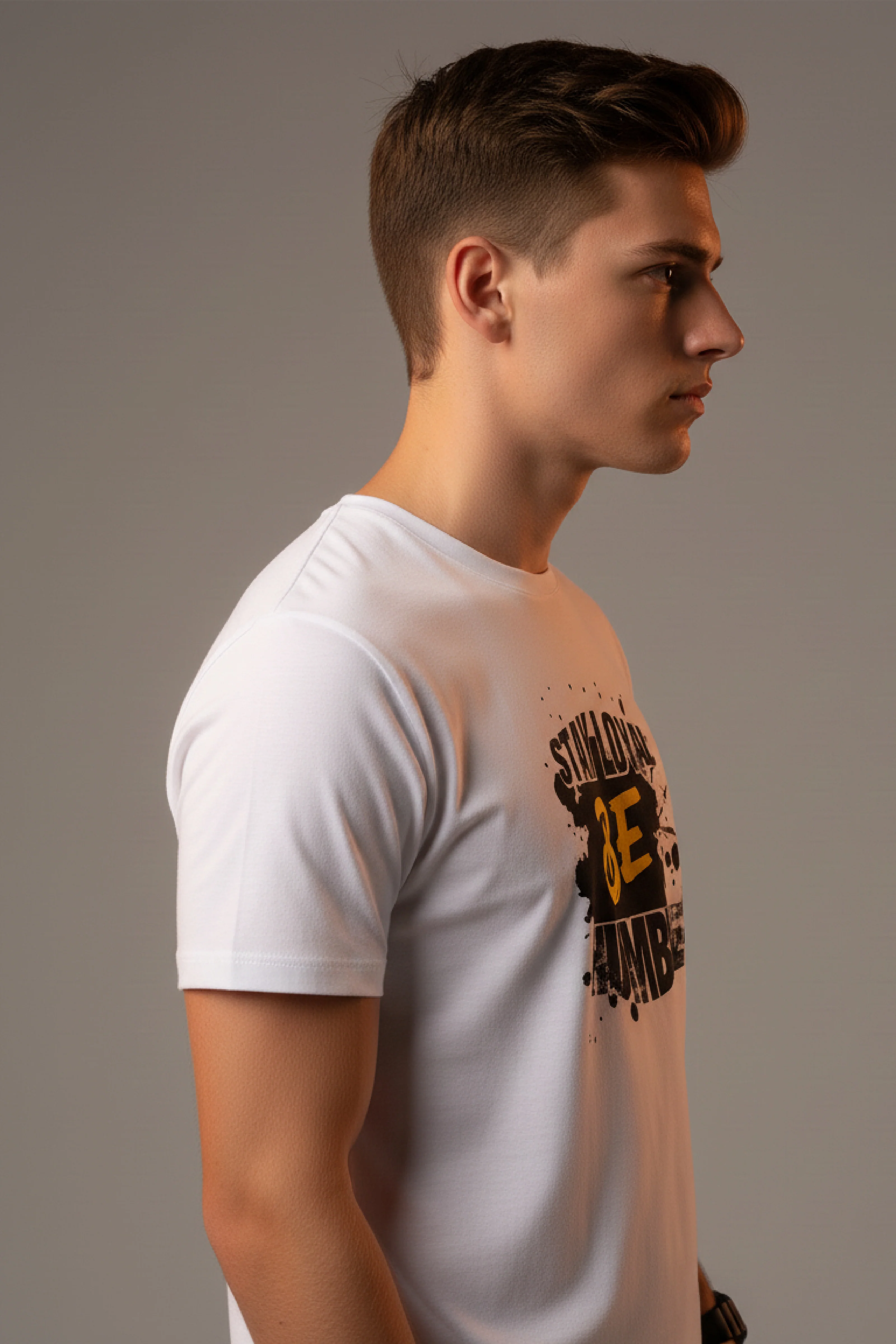 Men Printed White Cotton Tshirt - Image 6