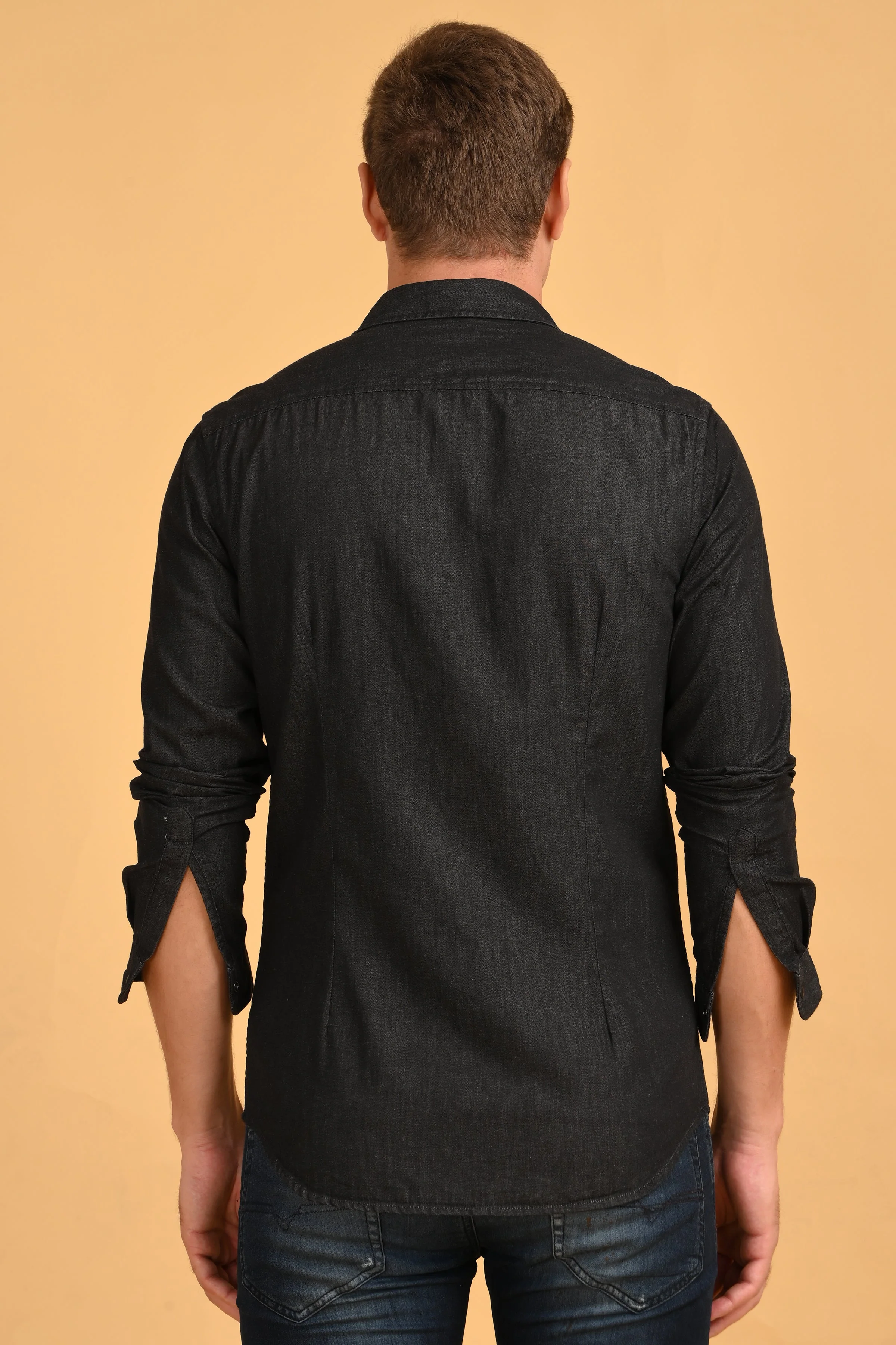 Men RAISON Black Detailed Denim Shirt - Image 2