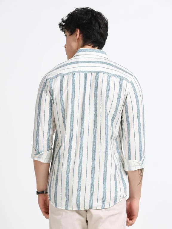 Men Striped Casual Polo Shirt - Image 2