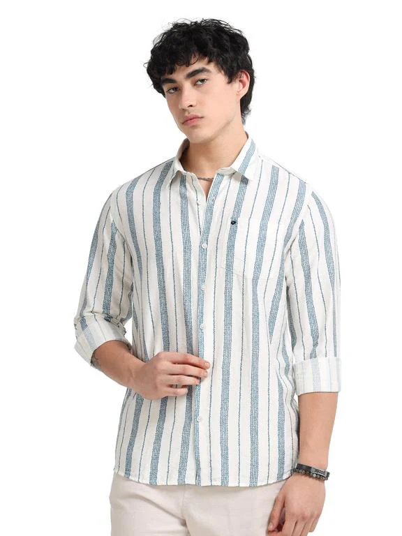 Men Striped Casual Polo Shirt - Image 3