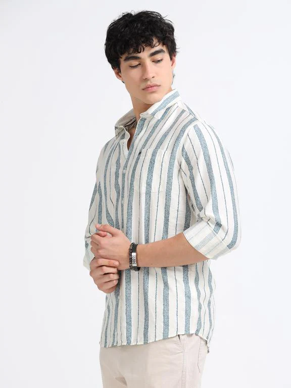 Men Striped Casual Polo Shirt - Image 6