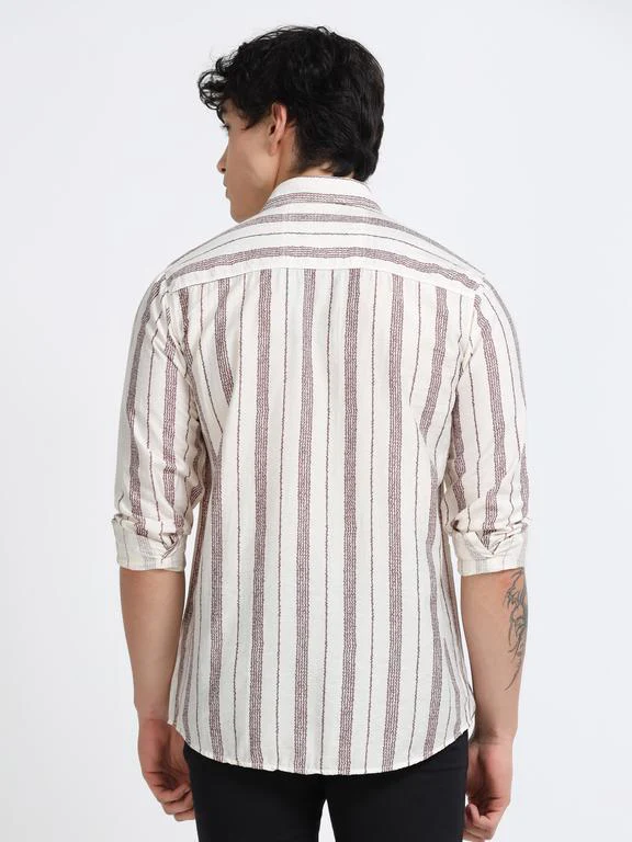 Men Striped Long Sleeve Casual Polo Shirt - Image 5