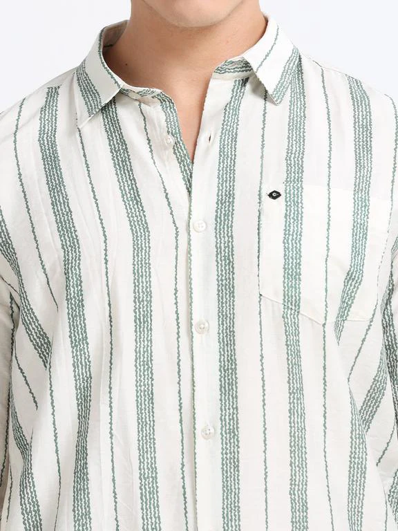 Men Striped Long Sleeve Casual Polo Shirt - Image 4