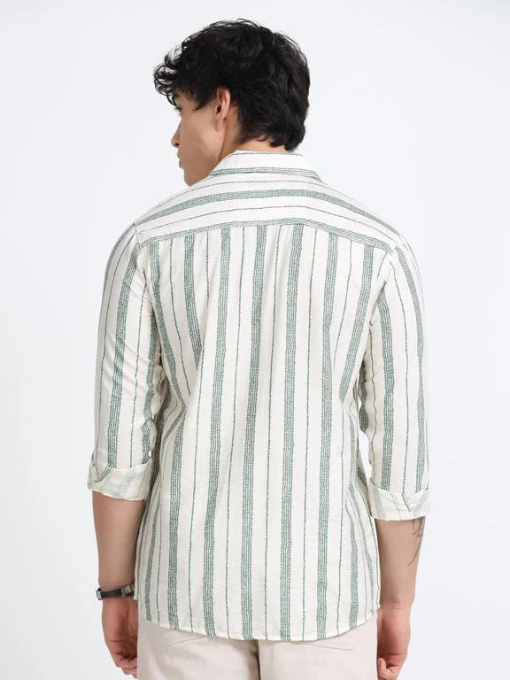 Men Striped Long Sleeve Casual Polo Shirt - Image 5