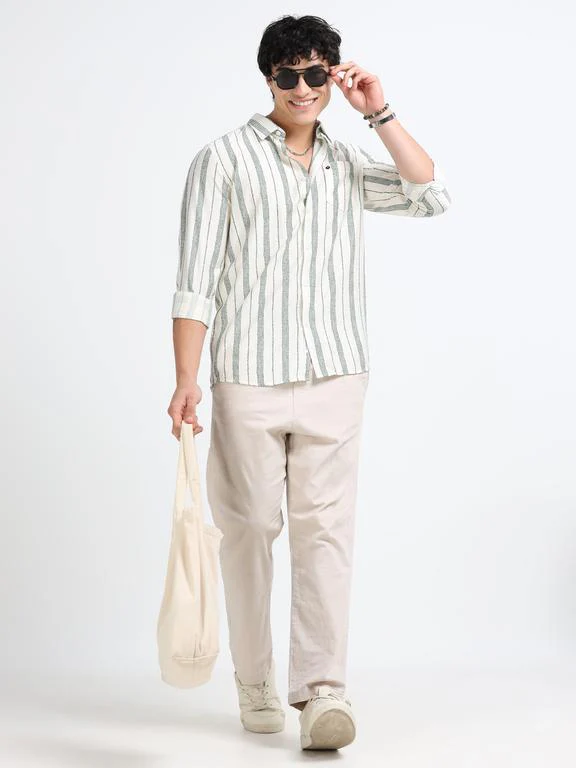 Men Striped Long Sleeve Casual Polo Shirt - Image 7