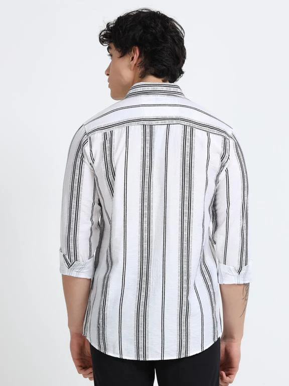 Men Striped Long Sleeve Casual Polo Shirt - Image 6