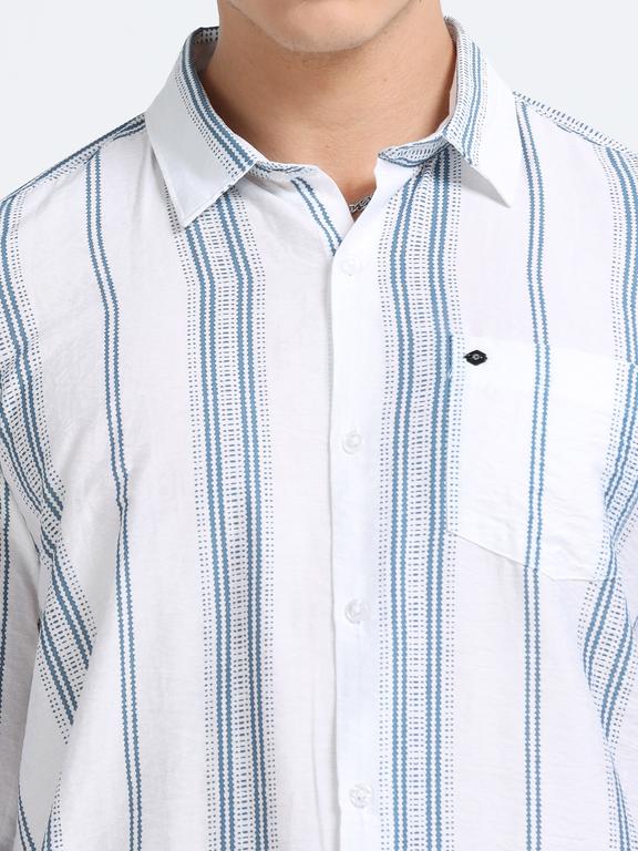 Men Striped Long Sleeve Casual Polo Shirt - Image 3