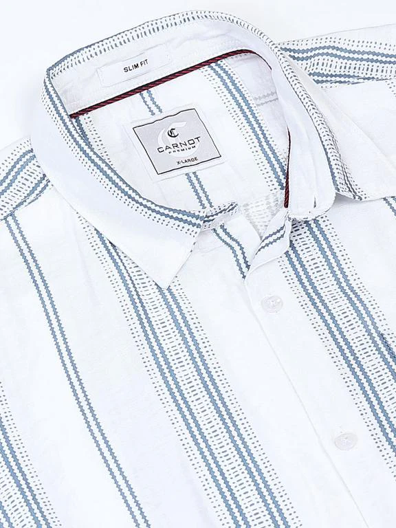 Men Striped Long Sleeve Casual Polo Shirt - Image 5