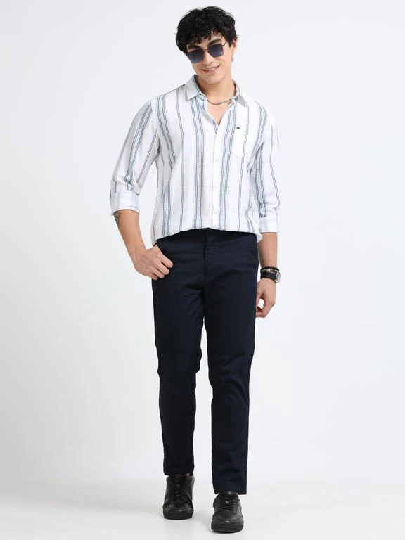 Men Striped Long Sleeve Casual Polo Shirt - Image 7