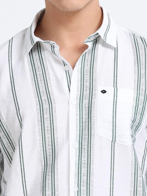 Men Striped Long Sleeve Casual Polo Shirt - Image 3