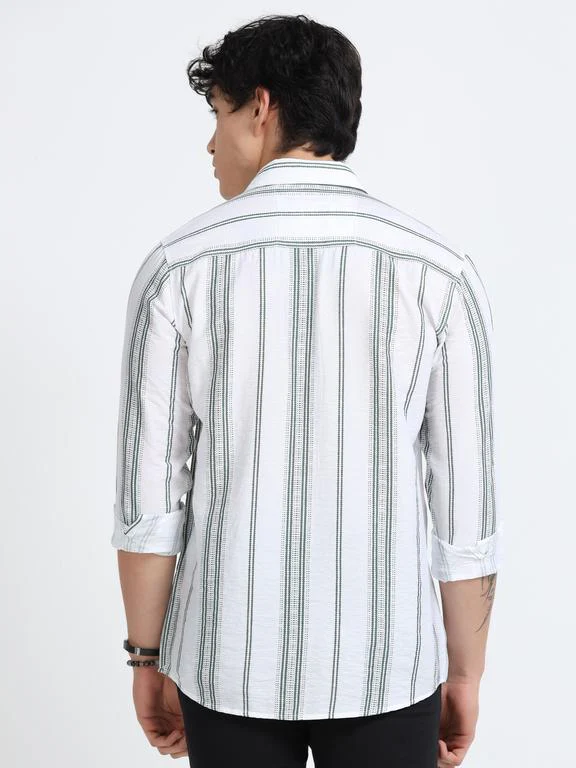 Men Striped Long Sleeve Casual Polo Shirt - Image 6