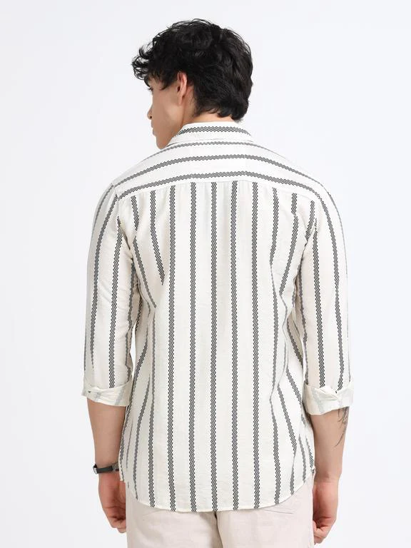 Men Striped Long Sleeve Casual Polo Shirt - Image 6
