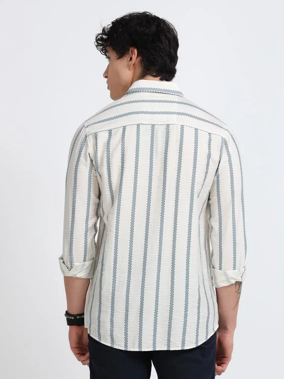 Men Striped Long Sleeve Casual Polo Shirt - Image 6