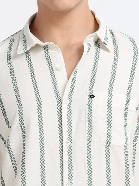 Men Striped Long Sleeve Casual Polo Shirt - Image 3