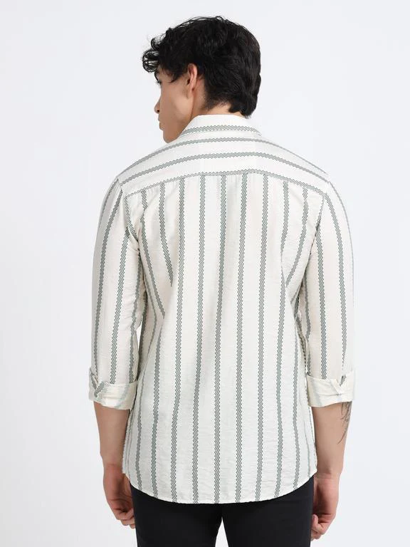 Men Striped Long Sleeve Casual Polo Shirt - Image 6
