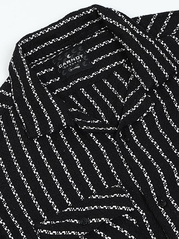 Men Striped Short Sleeve Casual Drop Shoulder Shirt - Image 5