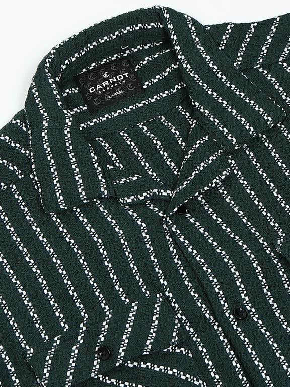 Men Striped Short Sleeve Casual Drop Shoulder Shirt - Image 5