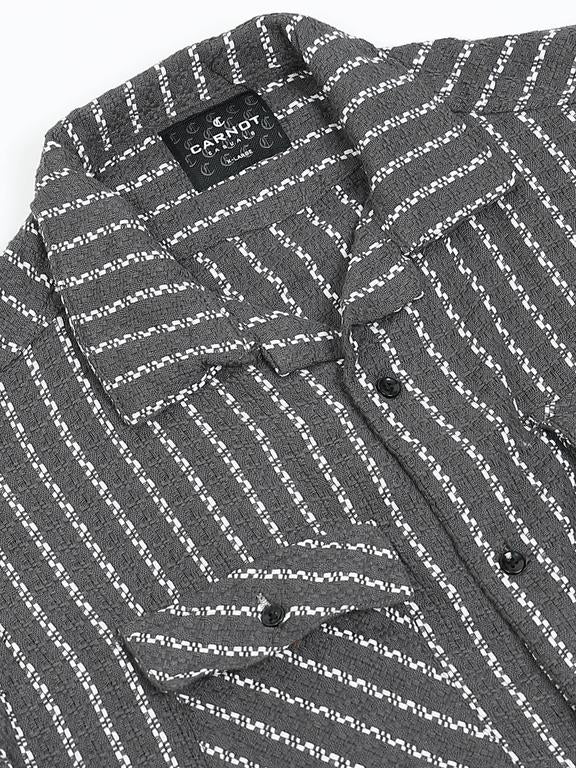Men Striped Short Sleeve Casual Drop Shoulder Shirt - Image 5