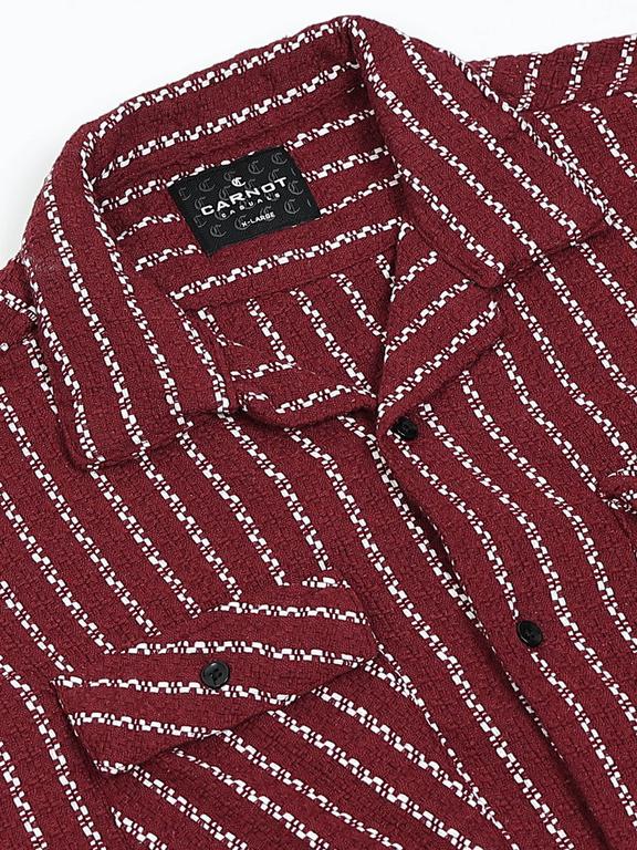 Men Striped Short Sleeve Casual Drop Shoulder Shirt - Image 5