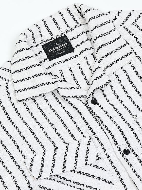 Men Striped Short Sleeve Casual Drop Shoulder Shirt - Image 5
