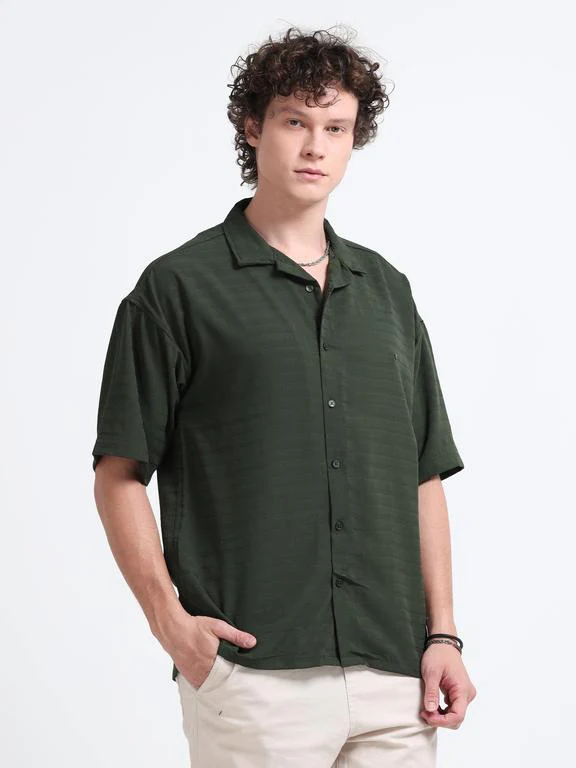 Men Striped Short Sleeve Casual Drop Shoulder Shirt - Image 4