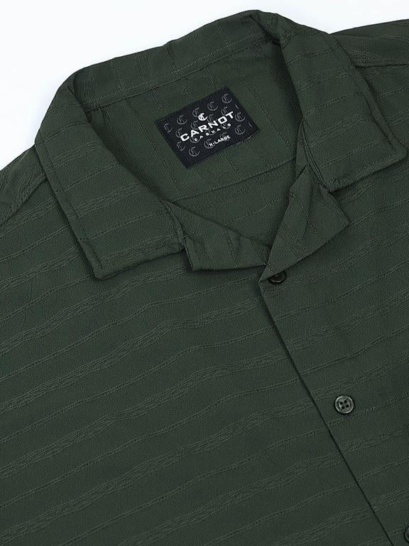 Men Striped Short Sleeve Casual Drop Shoulder Shirt - Image 5