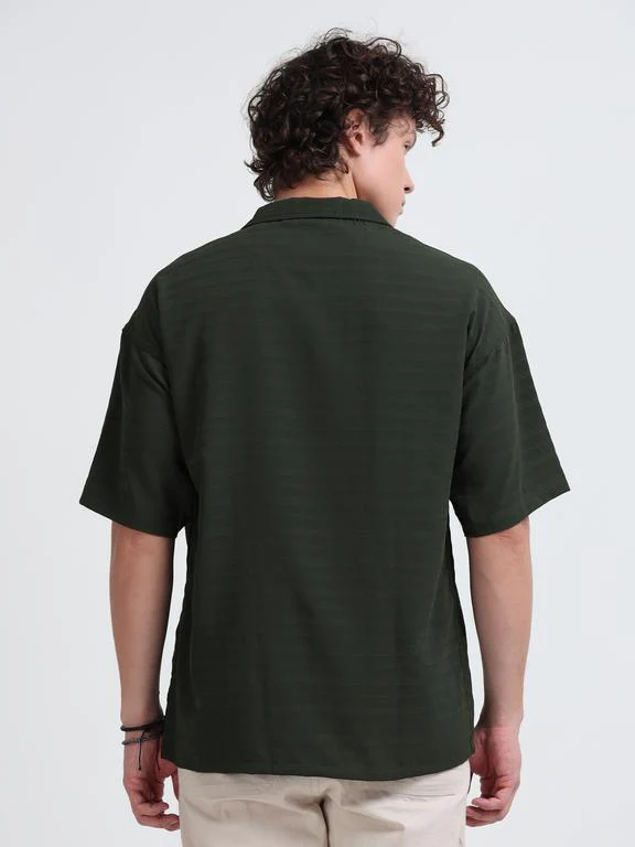Men Striped Short Sleeve Casual Drop Shoulder Shirt - Image 6