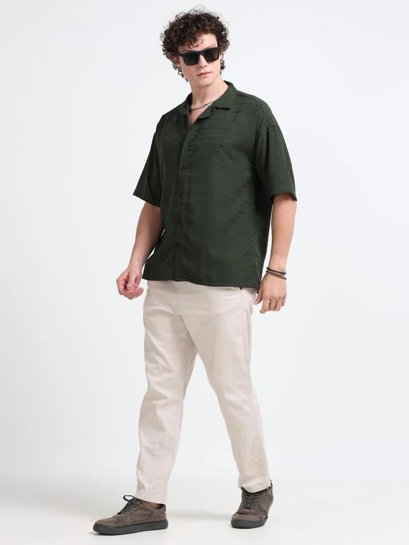 Men Striped Short Sleeve Casual Drop Shoulder Shirt - Image 7