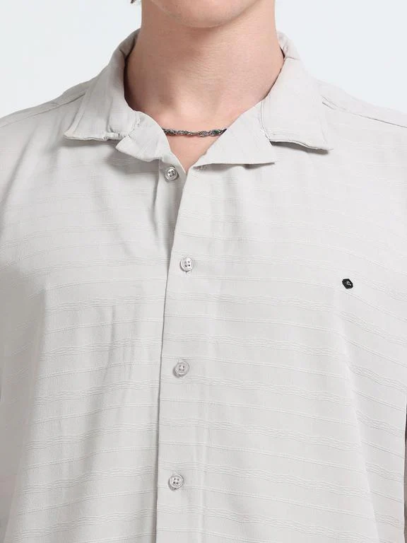 Men Striped Short Sleeve Casual Drop Shoulder Shirt - Image 3