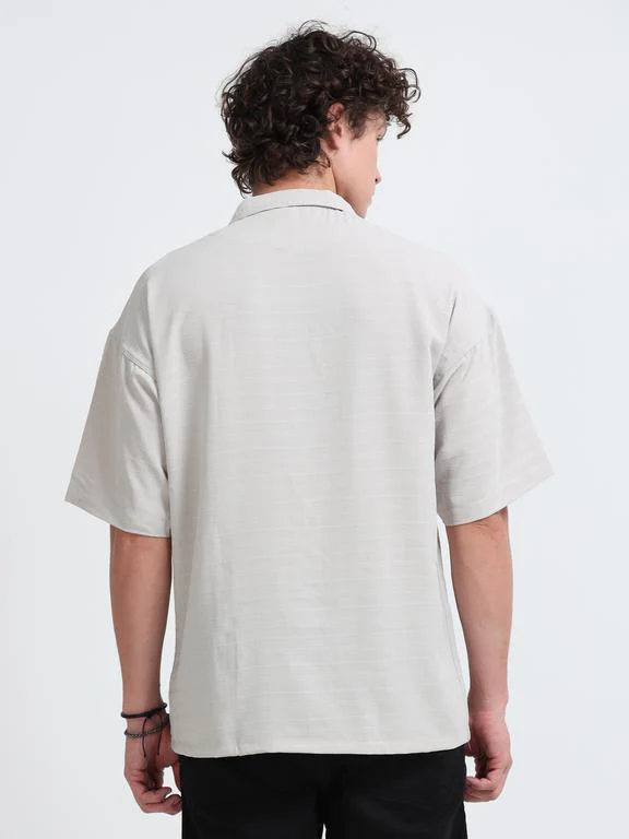 Men Striped Short Sleeve Casual Drop Shoulder Shirt - Image 5