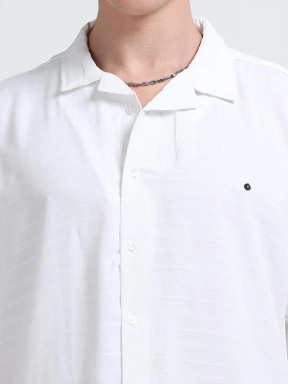 Men Striped Short Sleeve Casual Drop Shoulder Shirt - Image 2