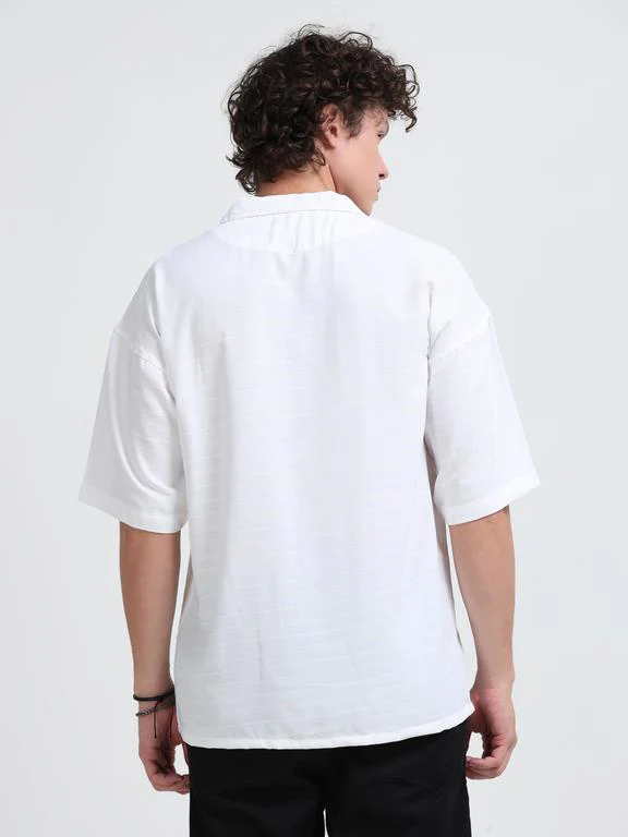 Men Striped Short Sleeve Casual Drop Shoulder Shirt - Image 3