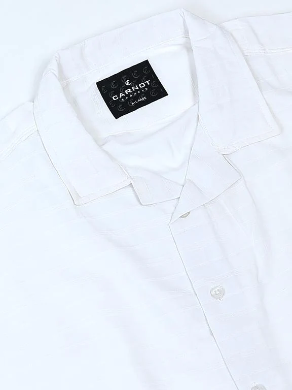 Men Striped Short Sleeve Casual Drop Shoulder Shirt - Image 4