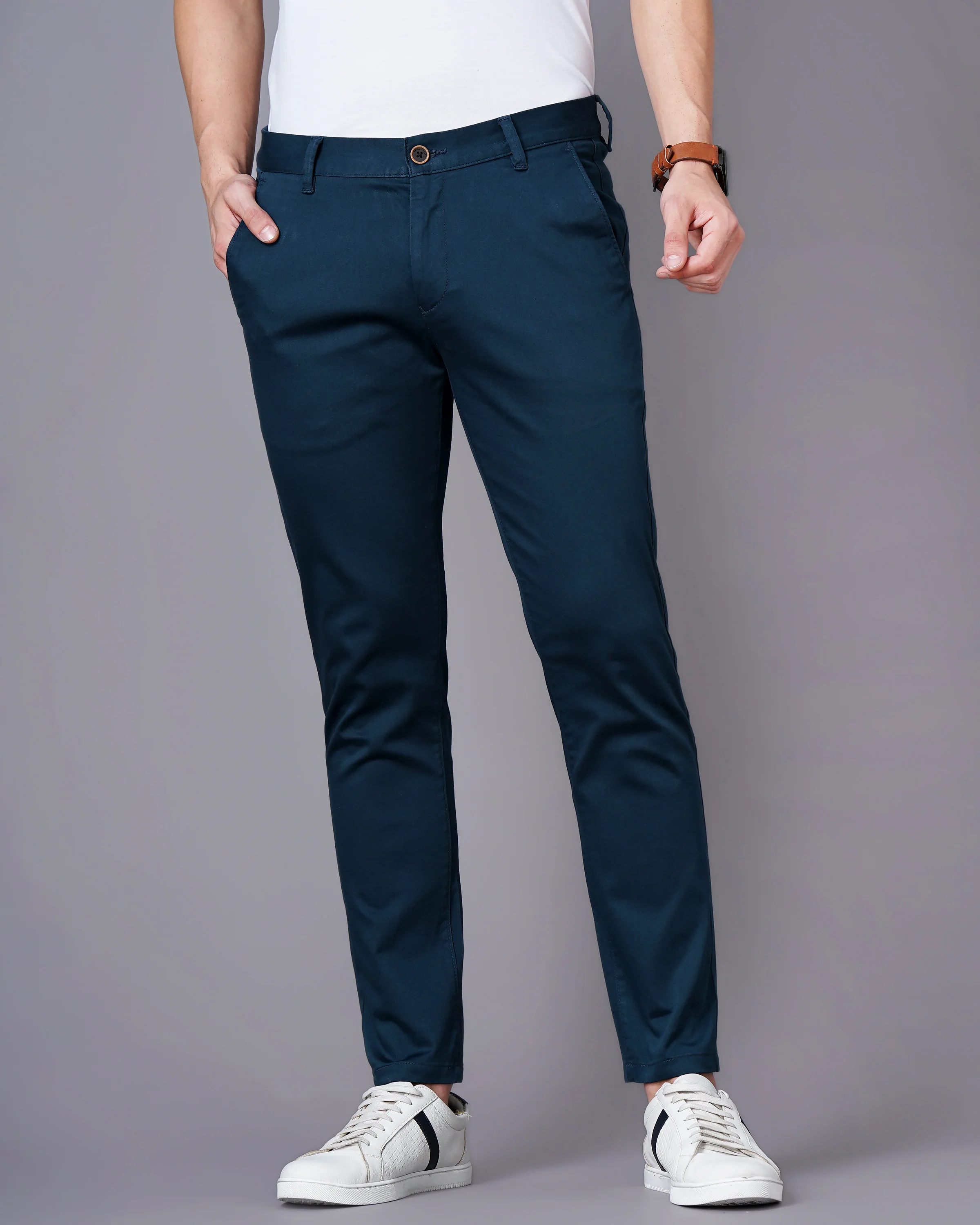 Men Teal Trousers - Image 2