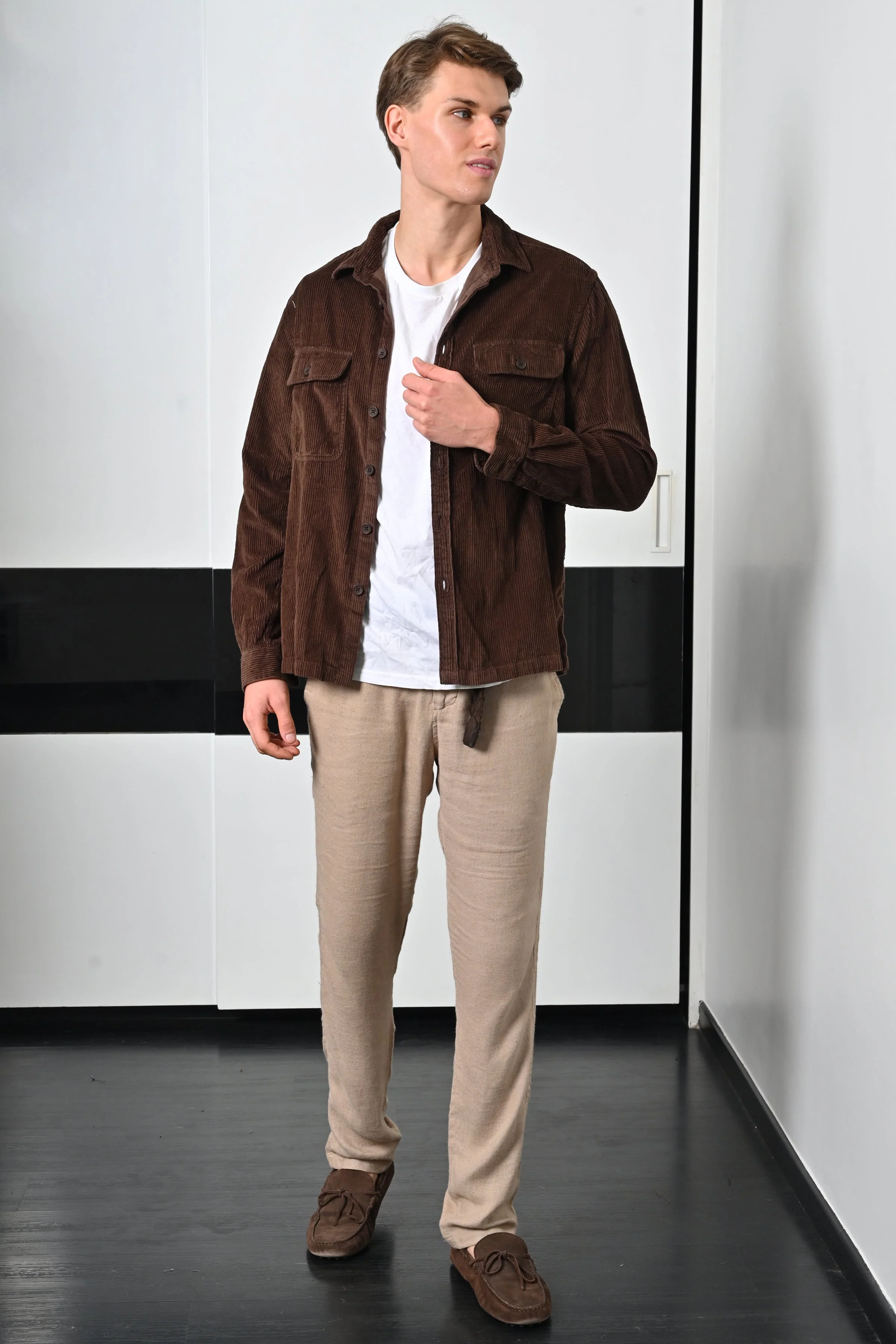 Men Topaz Chocolate Heavy Corduroy Overshirt - Image 3