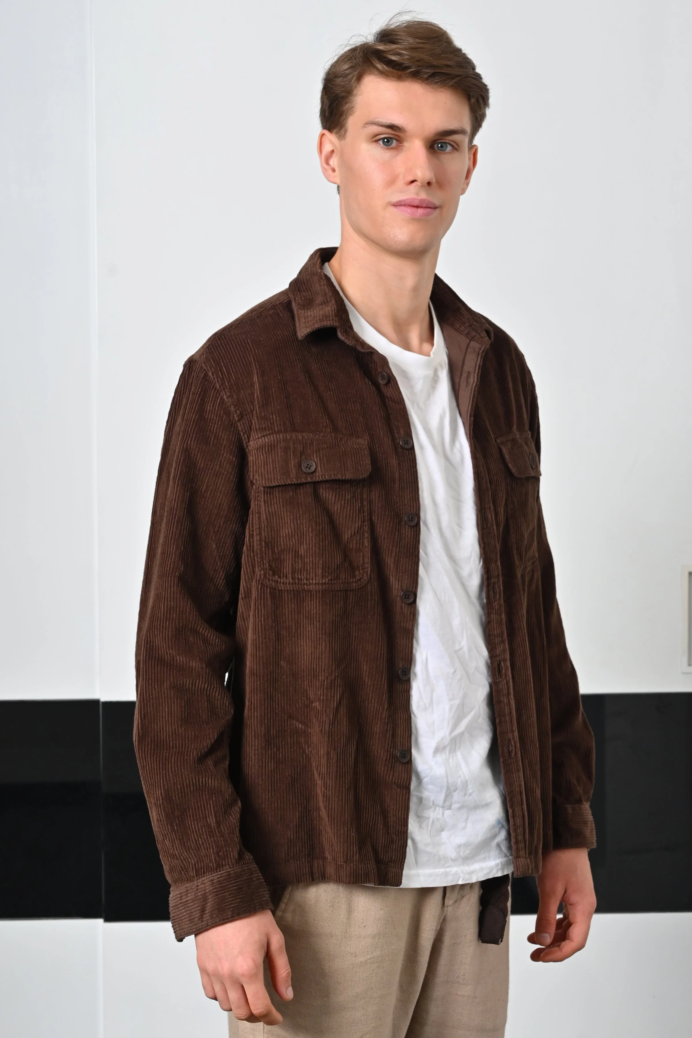 Men Topaz Chocolate Heavy Corduroy Overshirt - Image 5
