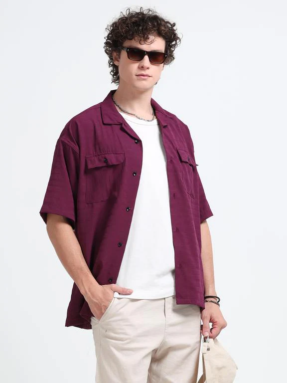 Men Wave Short Sleeve Casual Drop Shoulder Shirt - Image 2